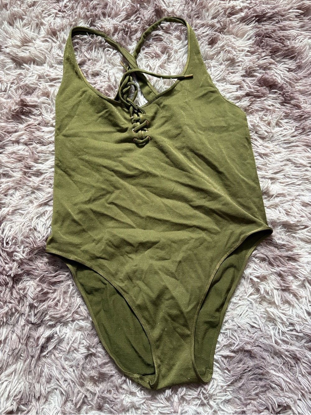 Savage x FENTY Olive Green Lace-Up bodysuit